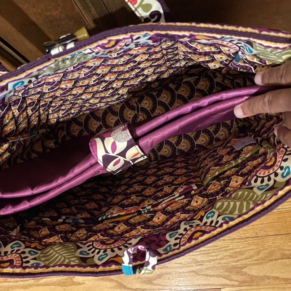Rare Like New! Vera Bradley Toggle Travel Laptop Tote Bag in retired Plum Crazy! - Picture 7 of 13